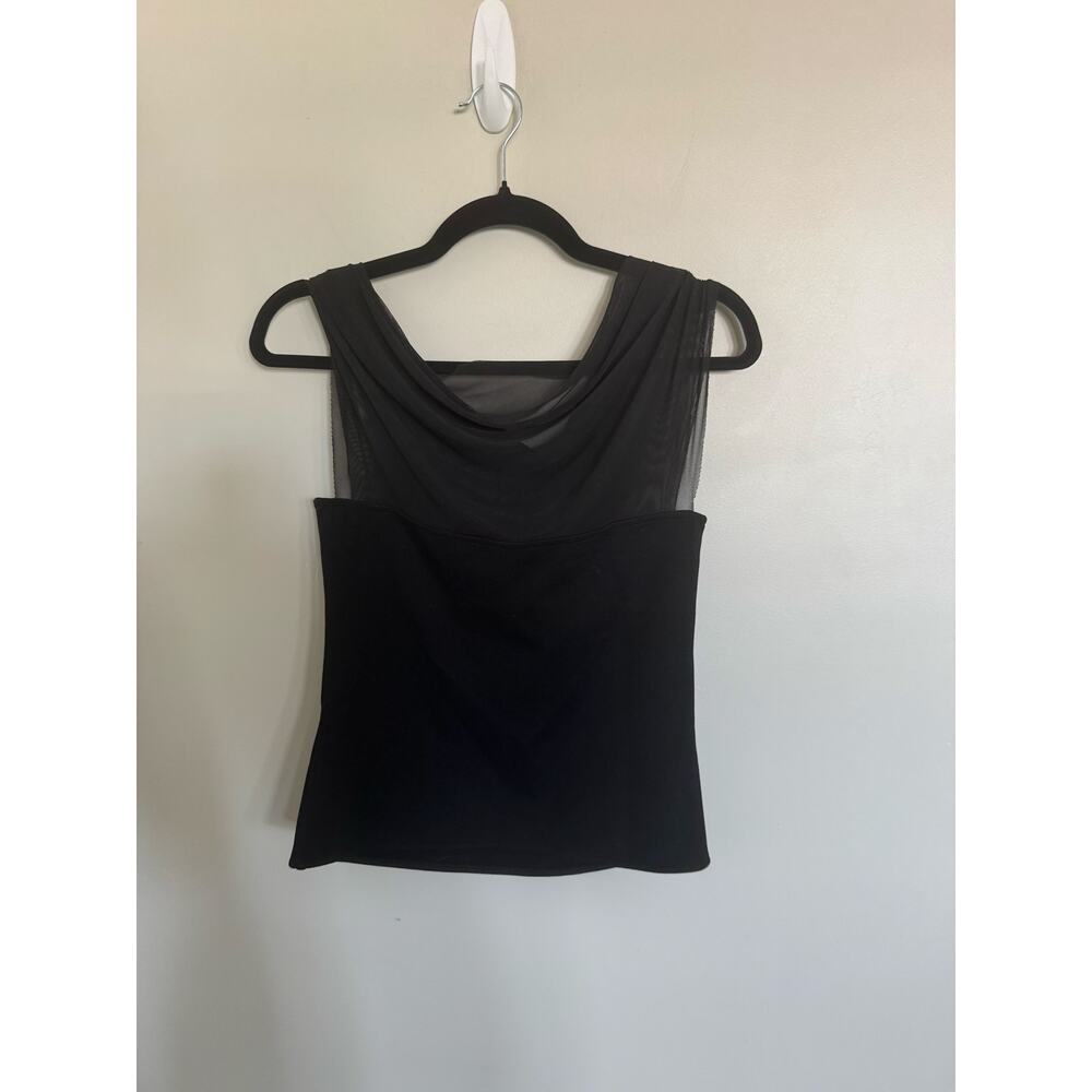NWOT Marcella Cabrini Mesh One-Shoulder Top in Black SZ S - Picture 7 of 8